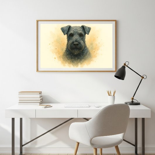 Kerry Blue Terrier Waterverf Portret Poster