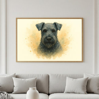 Kerry Blue Terrier Waterverf Portret Poster