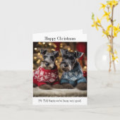 Kerry Blue Terriers in Kerst Jumpers Kaart (Gele Bloem)