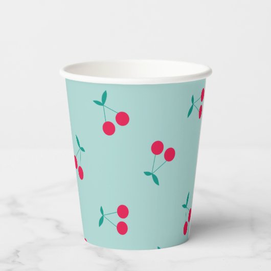Kerry esthetics Cherry Pattern Pastel Blue Papieren Bekers (Achterkant)