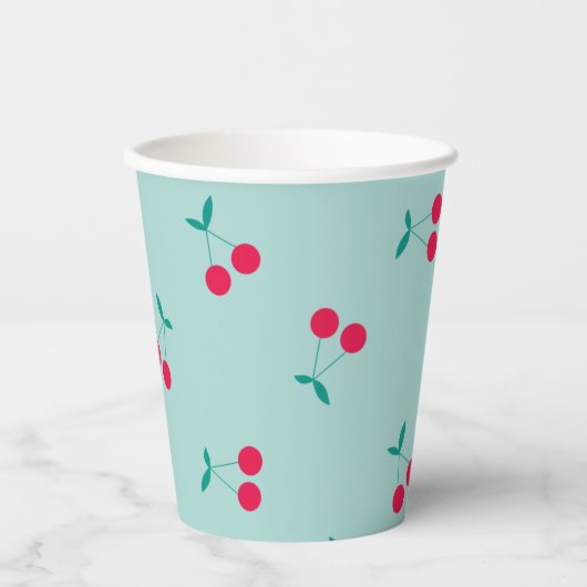 Kerry esthetics Cherry Pattern Pastel Blue Papieren Bekers (Voorkant)