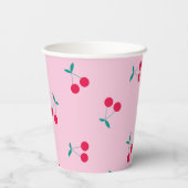 Kerry esthetics Cherry Pattern Pastel Pink Papieren Bekers (Achterkant)