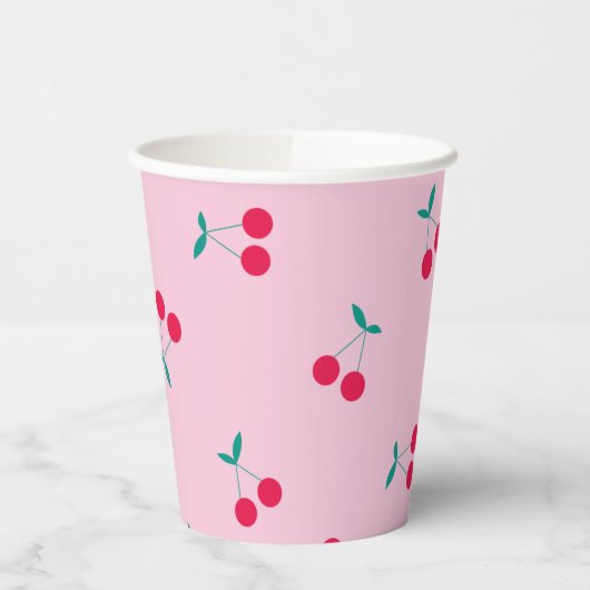 Kerry esthetics Cherry Pattern Pastel Pink Papieren Bekers (Links)