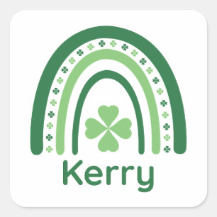 Kerry Name Clover Boho Rainbow Vierkante Sticker