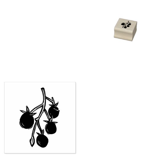 Kerry Tomaten Plant Gardening Rustic Lino-cut Rubberstempel (Gestempeld)