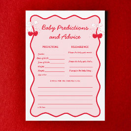 Kers Baby Shower Baby Voorspellingen en Advies  Kaart