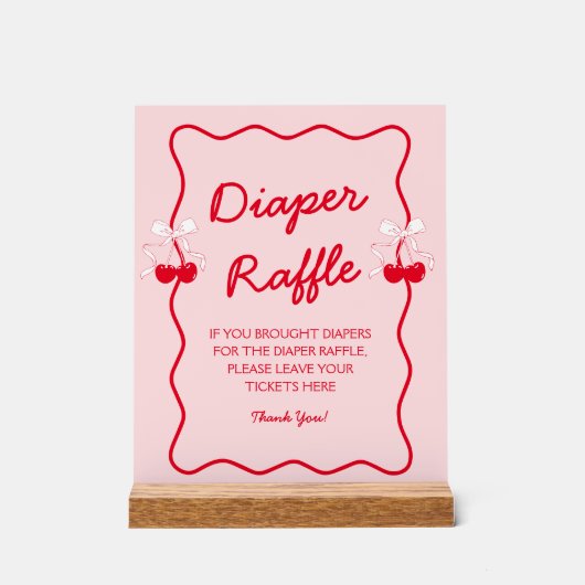 Kers Baby Shower Luier Raffle Acryl Bord (Voorkant)