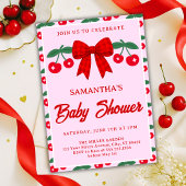 Kers Baby Shower Rode Gingham Strik Kaart