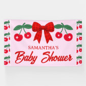 Kers Baby Shower Rode Gingham Strik  Spandoek (Horizontaal)