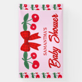 Kers Baby Shower Rode Gingham Strik  Spandoek (Verticaal)