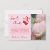 Kers Baby Shower Roze & Rood Foto Bedankt (Voorkant)