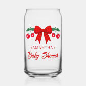 Kers Babyshower Rood Gingham Lint Favor Blikvorm Glas (Voorkant)
