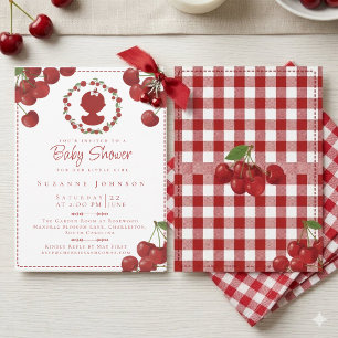 Kers Babyshower Uitnodiging Zoete Kleine Meisje 
