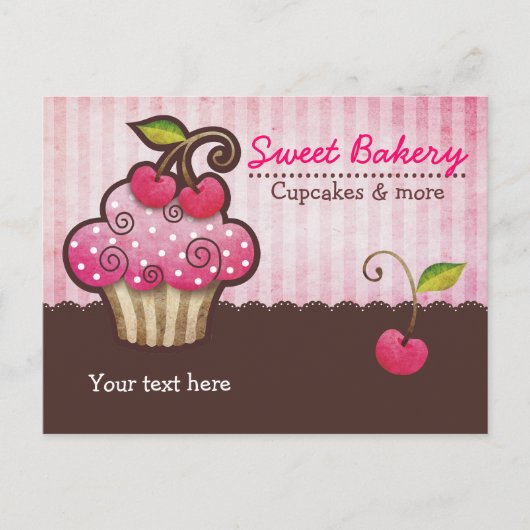 Kers Berry Cupcake Postkaarten (Voorkant)