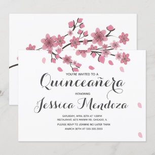 Kers bloesem boom Quinceañera zoete 15 uitnodiging