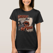 Kers Bodem Meisje – Retro Strip Kers T-shirt (Voorkant)
