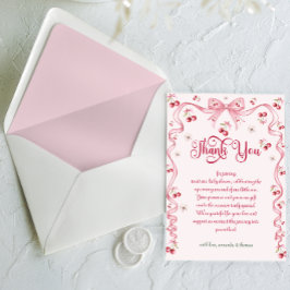 Kers Boog Meisje Baby Shower Bedankkaart
