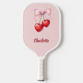 Kers boog roze naam pickleball paddle (Achterkant)