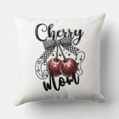 Kers Cool Moeder Rood Disco Kersen Geruit Boog Kussen (Achterkant)