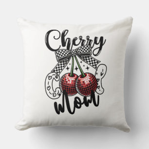 Kers Cool Moeder Rood Disco Kersen Geruit Boog Kussen