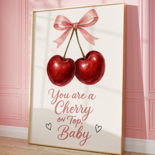 Kers Coquette Muur Kunstprint | Cute Roze Kers Poster