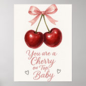 Kers Coquette Muur Kunstprint | Cute Roze Kers Poster (Voorkant)