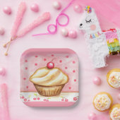Kers Cupcake Papieren Borden Bordje (Feest)