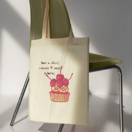 Kers Cupcake Valentijn – Handgetekend Dessert Tote Bag