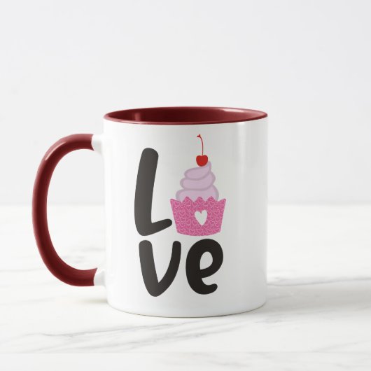 Kers Cupcake Valentijnsmok - Schattige Koffiecadea Mok (Links)