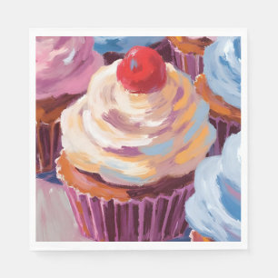 Kers Cupcakes Gelukkige Verjaardagsfeestje Servet
