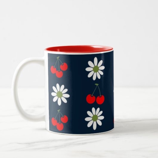 Kers Daisy Charm Tweekleurige Koffiemok (Links)