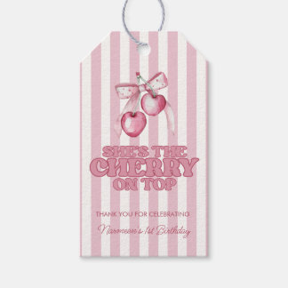 Kers Eerste Coquette Meisjes 1e Verjaardag Favor Cadeaulabel
