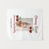 Kers eerste verjaardag foto kinderen modern rood wandkleed (Voorkant (horizontaal))