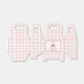 Kers eerste verjaardag Roze Strik Gingham Bedankdoosjes (Uitgevouwen)