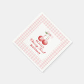 Kers eerste verjaardag Roze Strik Gingham Servet (Hoek)