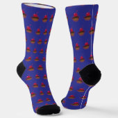 Kers en Chocolade Duurzame Premium Blauwe Sokken (Gebogen)