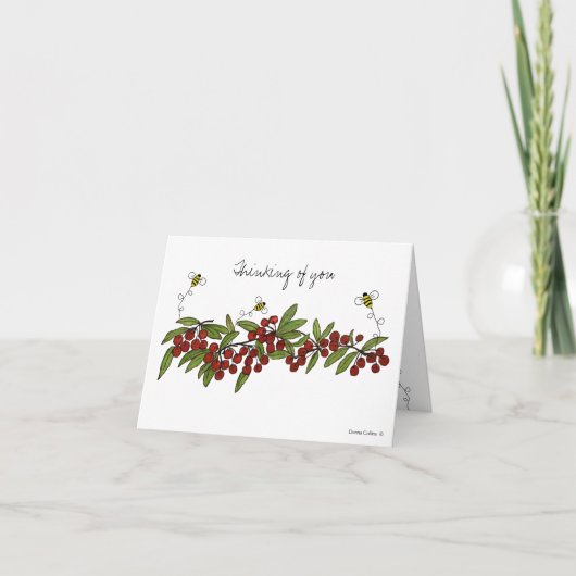 Kers en hommel blanco notitiekaart (Voorkant)