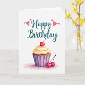 Kers Feestelijke Verjaardagskaart Kaart (Gele Bloem)
