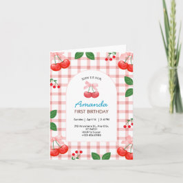 Kers Fruit Eerste Verjaardag Vouwkaart