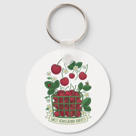 Kers Fruit Eten Prunus Zoete Mand Sleutelhanger (Voorkant)