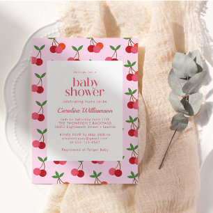 Kers Fruit Rood Roze Cute Zomer Baby Shower Kaart