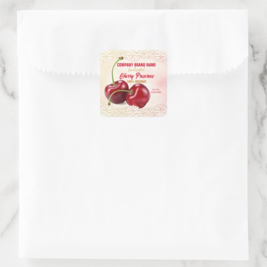 Kers Fruit Vierkante Sticker (Tas)