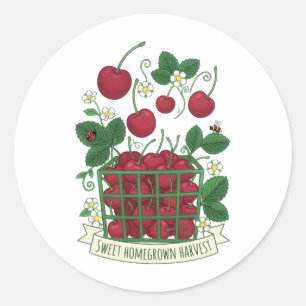Kers Fruit Voedsel Prunus Zoete Mand  Ronde Sticker