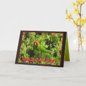 Kers-geleide Gelukkige Verjaardag Conure Kaart (Gele Bloem)