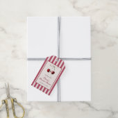 Kers gestreepte bedankt cadeaulabel (Met Touw)