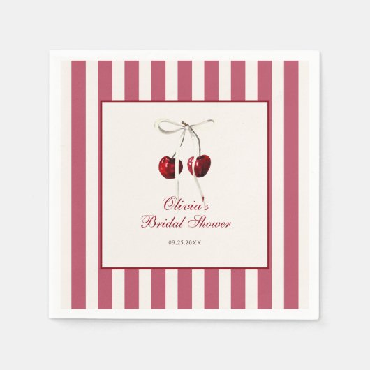 Kers gestreepte bruidsdouche servet (Voorkant)