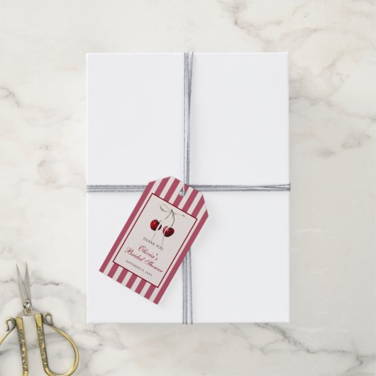 Kers gestreepte dank je cadeaulabel (Met Touw)
