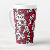 Kers Gotische Schedelpatroonprint Latte Mok (Linkerhoek)