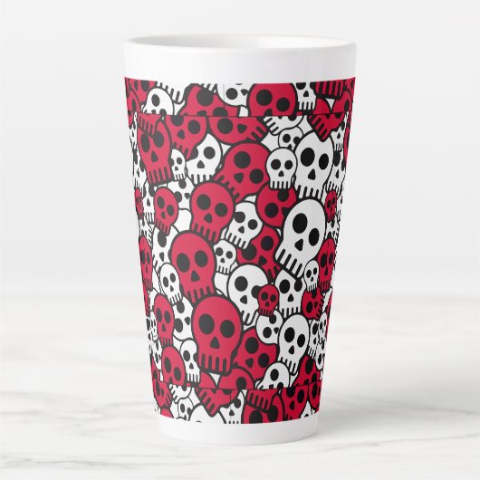 Kers Gotische Schedelpatroonprint Latte Mok (Voorkant)