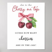Kers Hoeveel zitten er in de pot Baby shower Poster (Voorkant)